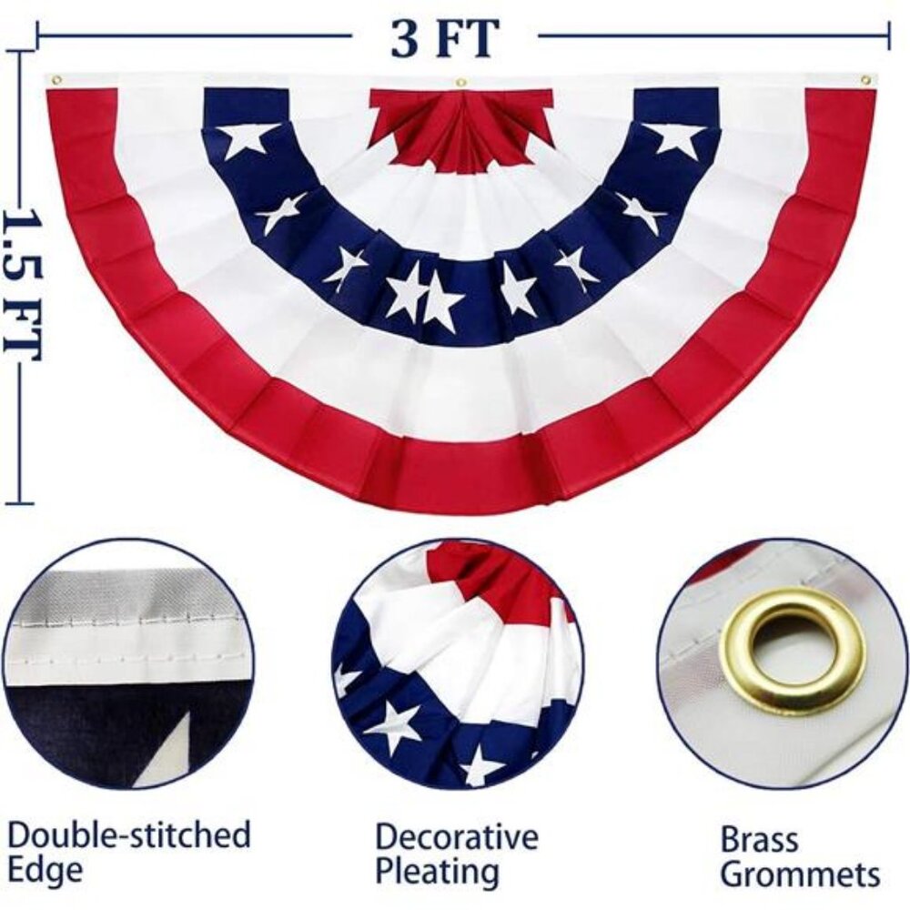 1.5X3 Ft Patriotic 4th of July Decoration Bunting Flag Red White Blue US Banner - Picture 3 of 7